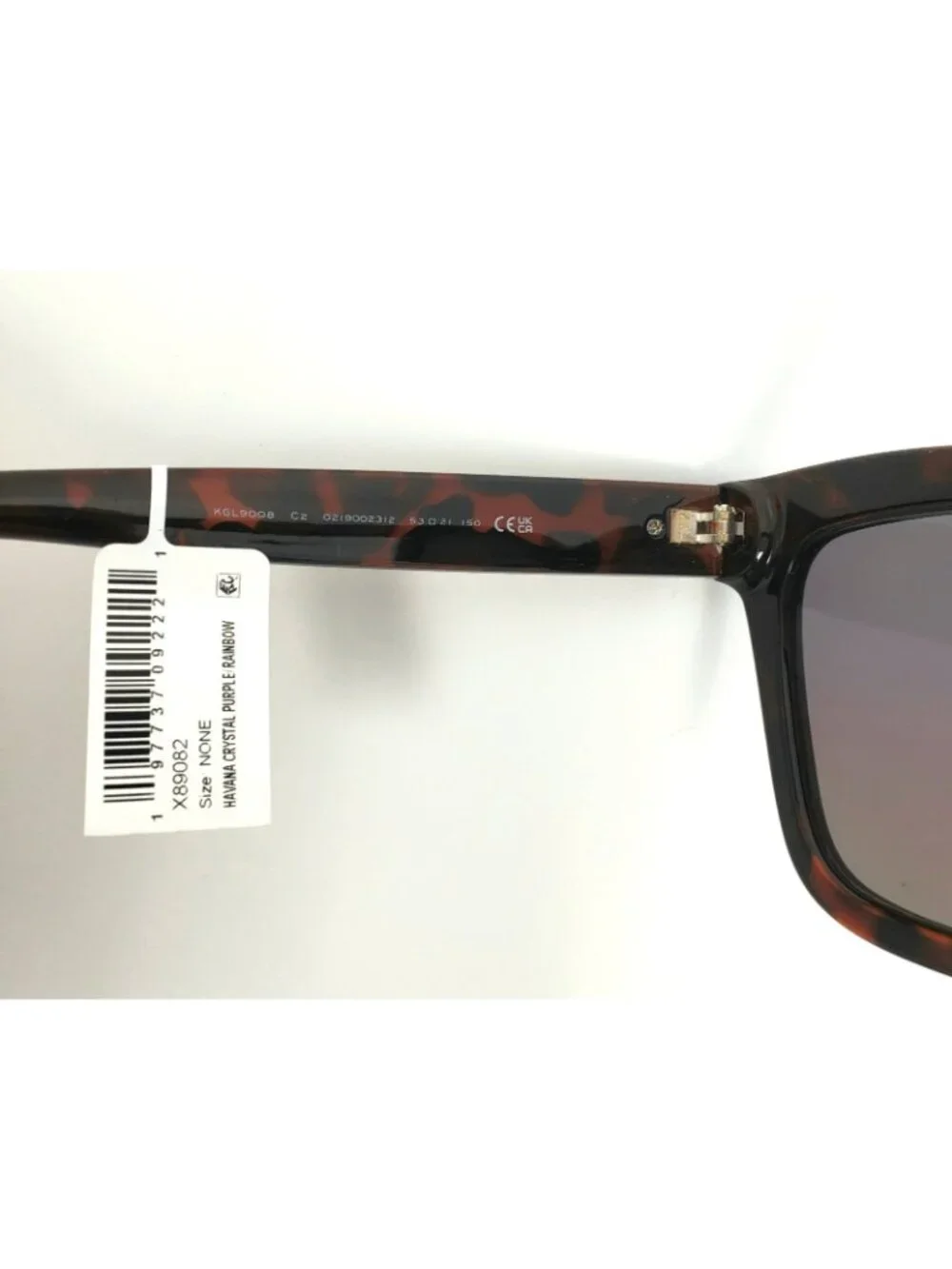 Kurt Geiger London KGL9008 53mm Square Cat Eye Sunglasses Havana Rainbow Mirror - Picture 4 of 5